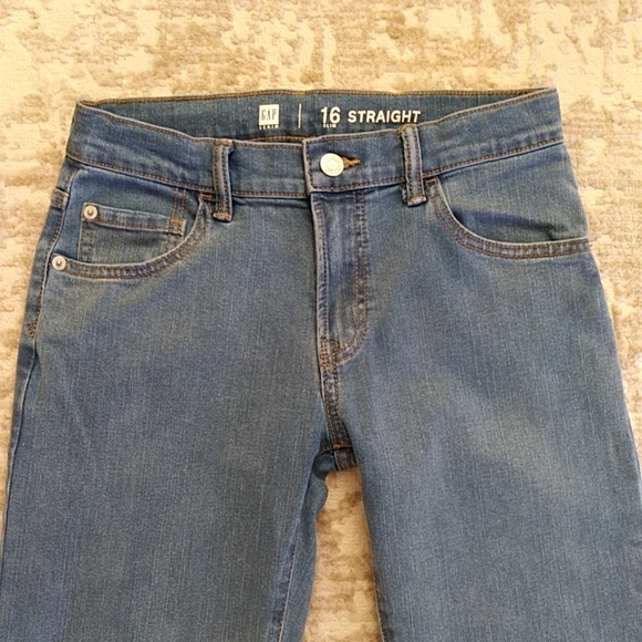 Gap Denim Adjustable Waist Straight Jeans 16 Slim Blue - Picture 6 of 16